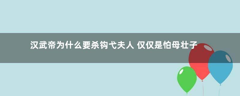 汉武帝为什么要杀钩弋夫人 仅仅是怕母壮子少那么简单吗